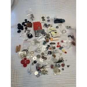 Vintage Sewing Notions Lot Buttons Trim Bias Tape Rick Rack Elastic Lace Velcro